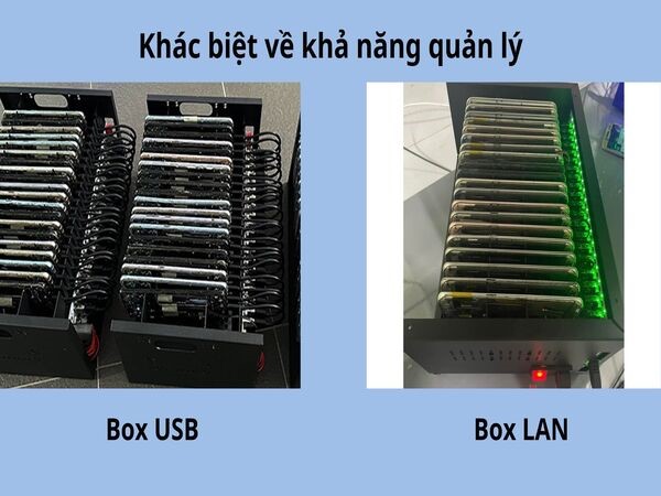 So sánh về khả năng quản lý Box Phone Farm USB và Box Lan