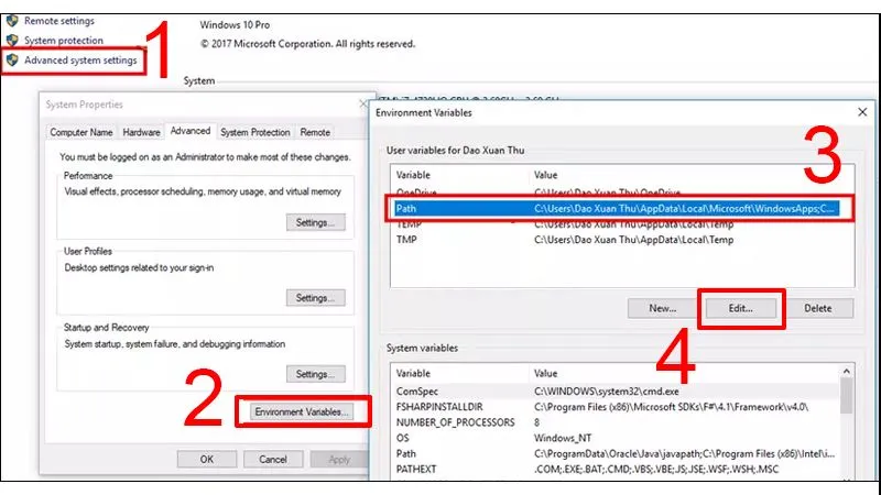 Cấu hình biến môi trường (Environment Variables)