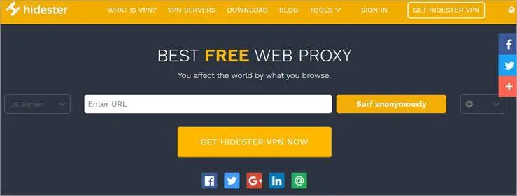 Hidester là dịch vụ proxy miễn phí