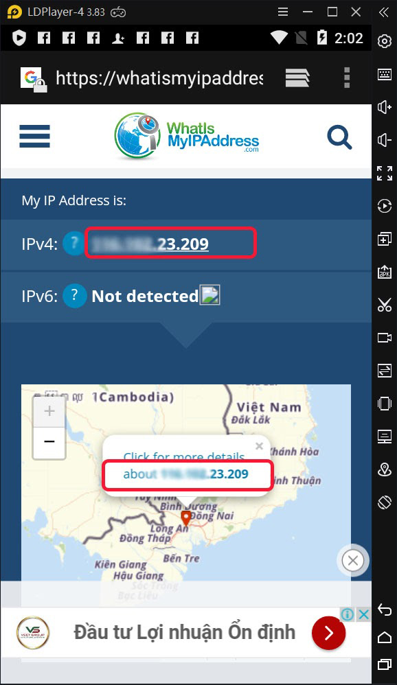 Truy cập trang whatismyipaddress.com